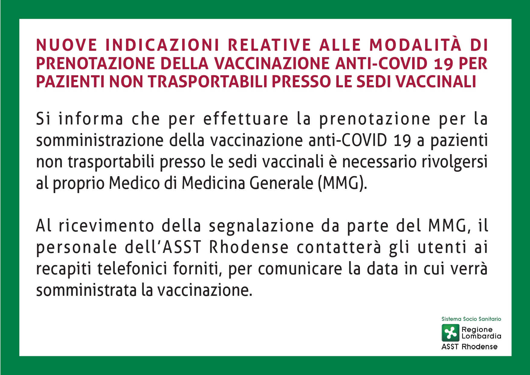 Chiusura HUB vaccinale via Matteotti Garbagnate Milanese